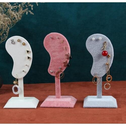 Hot Sales! Earring Display Stand Muti-purpose Ear-shaped Easy to Stab Flannel Earring Holder Organizer for Earring