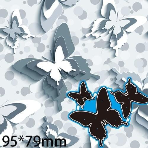 Metal Cutting Dies Three Butterflies New Scrapbook Decoration Template Embossing DIY Paper Card Craft 95*79 mm