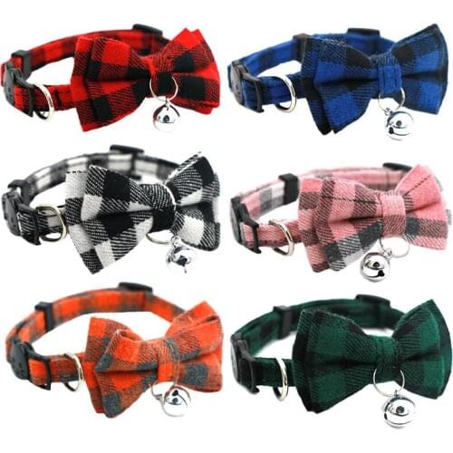 Fashion Small Dog Cat Collar Bow Tie with Bell Adjustable Cat Kitten Straps Puppy Necklaces Chihuahua Collars Pet Supplies