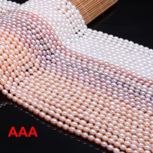 4-5mm Natural Freshwater Pearl Beading Rice Shape AAA Real Pearls for DIY Charms Bracelet Necklace Jewelry Making Strand 14