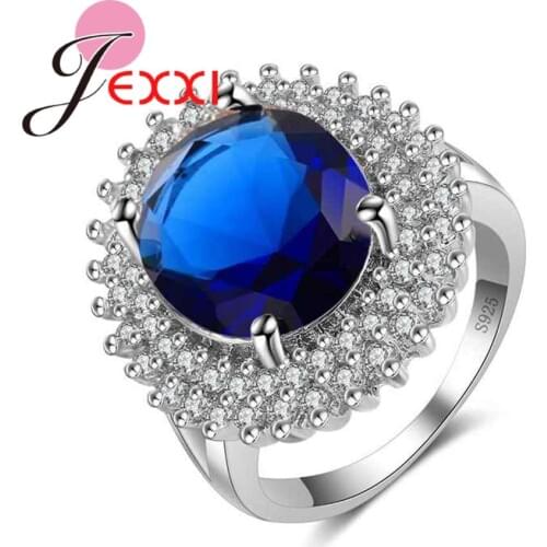 New Simple Sunflower 925 Sterling Silver Cubic Zirconia Wedding Engagement Rings For Women Bridal Jewelry Anniversary Ring