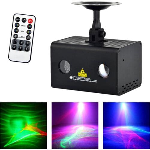 Mini Portable Remote Red Green Projector Laser Lights Mixed RGB LED Aurora Stage Lighting DJ Show Home Party Disco Wedding Lamp