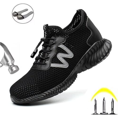 Casual Mens Summer Breathable Safety Shoes Anti-smashing European Standard Steel Toe Wear-resistant Outsole Protective Shoes