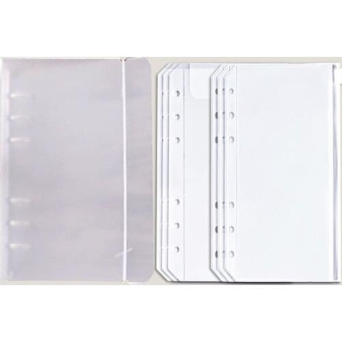 A6 PP 6Holes Transparent Color Plastic Notebook Cover Loose Leaf Ring&20pcs PVC Binder Self-Styled Pockets Inner Pages Accessory