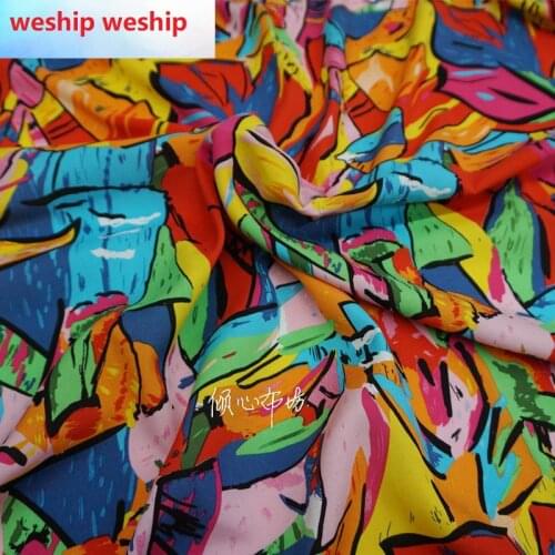 Twill cotton soft dress Color graffiti Satin silk fabric Satin de soie Satén шелк hanfu cloth DIY patchwork bag