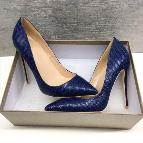 Dark blue pumps 12cm high heels women shoes PU leather 10cm 8cm high heels party nightclub navy ladies QP095 CHENSIR9
