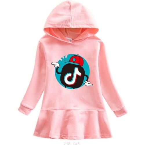 Tik Tok Spring Autumn Girls Dress girl Hooded Childrens Long Sleeve Dress Cartoon Princess Dresses