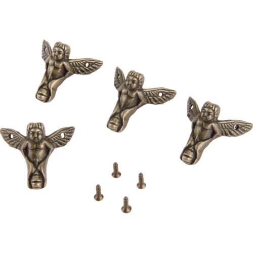 4pcs Corner Bracket Wood Box Case Feet Leg Corner Protector Decorative Bracket Antique Bronze Furniture Hardware 30*27mm
