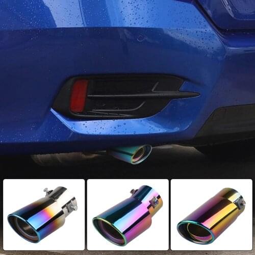 Universal Car Tail Muffler Rear Chrome Round Exhaust Pipe Tip Stainless Steel Throat Liner Accessories Car Styling