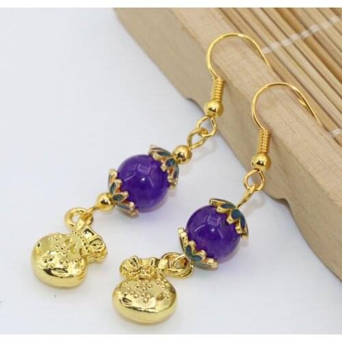 Vintage style top quality fashion beautiful long drop earrings for party gifts gold-color beads dangle earrings jewelry B2631