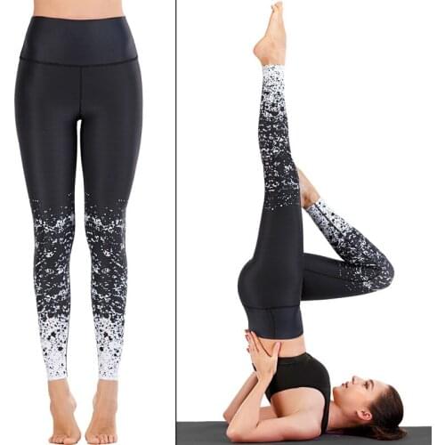 Womens Black Printed UV Sun Protective Swim Tights for Girls- Swim Pants - Yoga Running Jogger Swimming Surfing Leggings