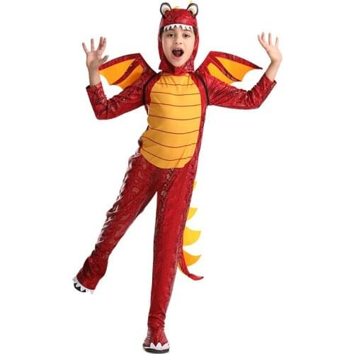 115cm-125cm Halloween Dinosaur Clothes Childrens Fire-breathing Flying Dragon Wing Tail Set Party Cosplay Stage Performance