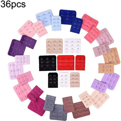 36Pcs 2/3Rows Fashion Women Lady Adjustable Brassiere Strap Back Band Bra Extender Hook