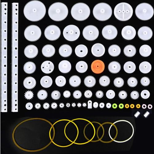 75 Kinds/Set Plastic Gear Gearbox Rack Pulley Belt Worm Gear Single Double Gear For Robot Toy DIY Tool Set Repair Tool Necessary