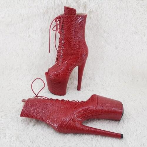 Leecabe 20cm/8inches Snake upper Party High Heel platform open toe Pole Dancing boots