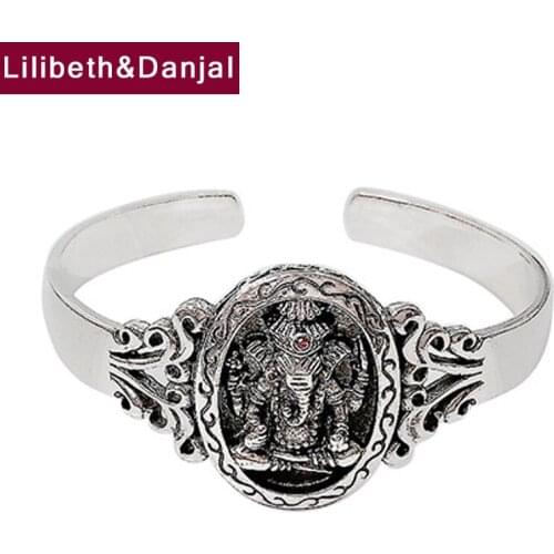 Thailand Elephant God Bracelet Bangle Pure 925 Sterling Silver Vintage Ethnic Animal Adjustable Jewelry Men 2021 Wholesale B11