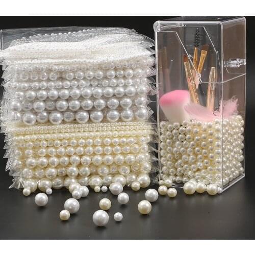 10-1000Pcs/Lot 3-18mm ABS Beads High Flash White Ivory Loose Round Pearls For Fashion Jewelry Making DIY Imitation Garment Beads