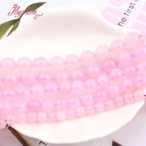 6,8,10,12mm Round Rose Jades Beads Ball Smooth Loose Stone Beads For Women Gift Necklace Bracelets Earring Jewelry Making 15"