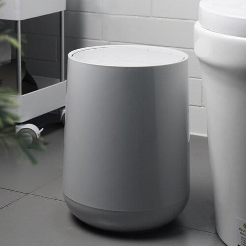 Household Living Room Press Type Sorting Trash Can Nordic Style Round Waste Bin Kitchen Bathroom Garbage Can With Lid ZH200