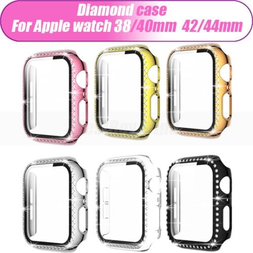 Diamond Bumper Protective Glass+cover For Apple Watch case 44mm40mm iWatch 42mm38mm Screen Accessories for Apple watch serie6543