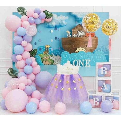 Baby One Year Old Animal Sea Voyage Backdrops Artistic Photos Background Decorations for Kids Birthday Party Photography Props