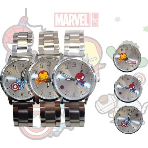 Disney Spider-Man Childrens Watch Marvel Iron Man Captain America Anime Character Cartoon Stainless Steel Watch Birthday Gifts