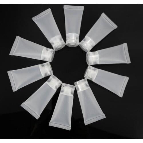 10pcs 15ml Clear Cream Tubes Cosmetic Lotion Containers Travel Sample Empty Refillable Reusable Plastic Bottle Liquid Bottle