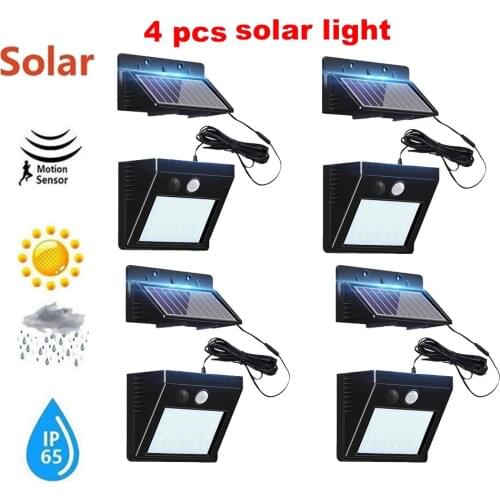 30 LED PIR Motion Sensor Solar Lamp Three Modes Remote Control Outdoor Garden Street Yard Wall Lightoptional seperable panel ind