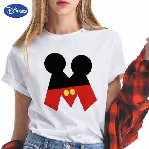 Disney Ulzzang Fashion Tshirt Femme Mickey Mouse Kawaii Fashion Plus Size Harajuku Custom Name Letter Combinations Font M N O P