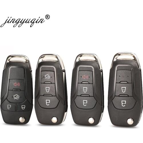 Jingyuqin 2/3/4 Button Flip Folding Car Key Shell Case for Ford Focus Fusion Mk2 Mk7 Explorer Ranger Uncut Blank HU101 Blade