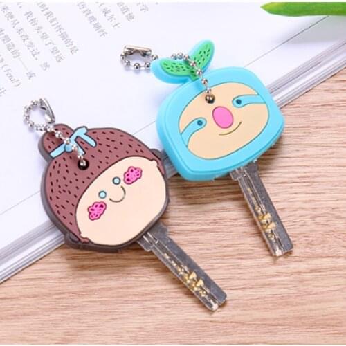Classical Cute Animal Soft Key Top Head Cover Chains Cap Keyring Phone Strap DIY for Key Control Key Holder Protector Dust Cover