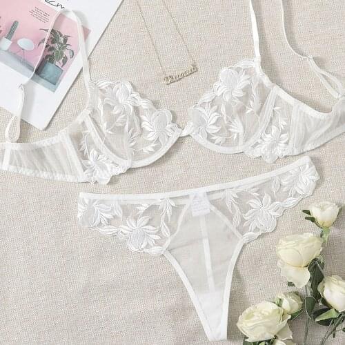 No steel ring comfortable women lingerie panties suit sexy ladies bralette set womens ultra-thin mesh black sexy bra briefs set