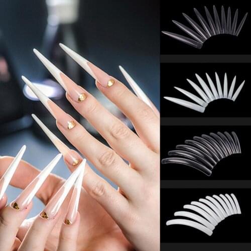 10Pcs/Set Nail Tips Super Long V Shape Ultra Thin Finger Manicure DIY Tips for Salon