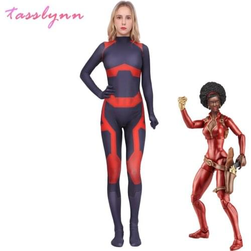 Movie & TV Superhero Mercedes Misty Knight Cosplay Daughters of The Dragon Halloween Costume for Women Sexy Party Bodysuit
