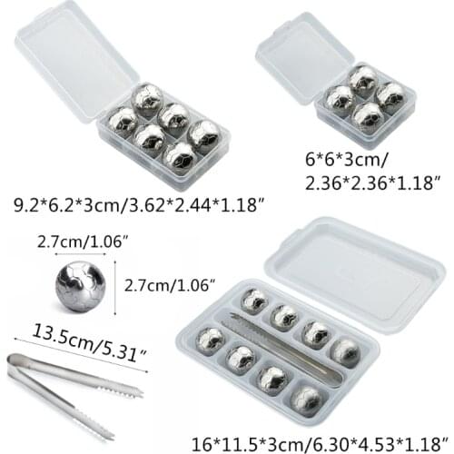 Soccer Ball Whiskey Stones Stainless Steel Reusable Ice Cubes Chilling Rocks for Whisky Bourbon and Wine Home Kitchen Bar