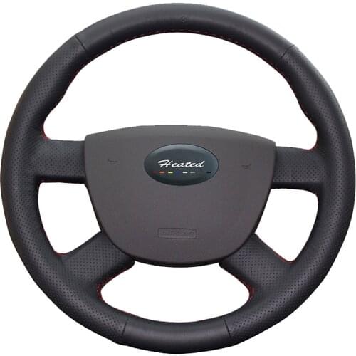 Genuine Nappa Leather Car Steering Wheel Cover for Ford Focus 2 2005-2011 capa para volante braid on the steering wheel