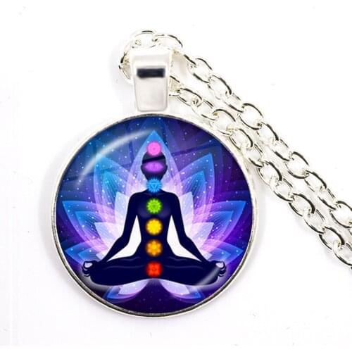 New Arrival 7 Chakra Reiki Healing Necklace Buddha Yoga Meditation Pendant Spiritual Hope Jewelry Chain Statement Necklace Gift