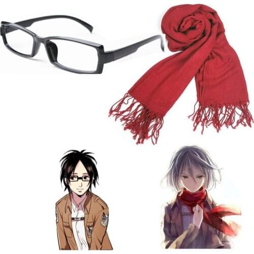 Anime Attack on Titan Hans Zoe Glasses scarf Hanji Zoe Cosplay Glasses Eyewear Cosplay Accessories