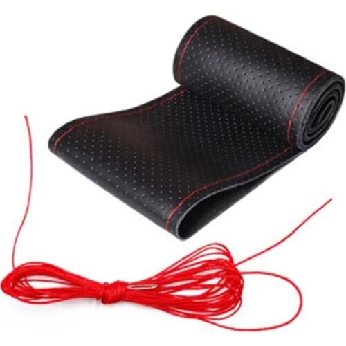 Car Steering Wheel Braid Cover Needles And Thread Artificial Leather Car Covers Suite DIY Texture Soft Car Styling Accessories