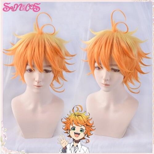 The Promised Neverland Emma Cosplay Wigs anime hair Free Wig Cap Synthetic Gold Short Heat Resistant Hair Halloween