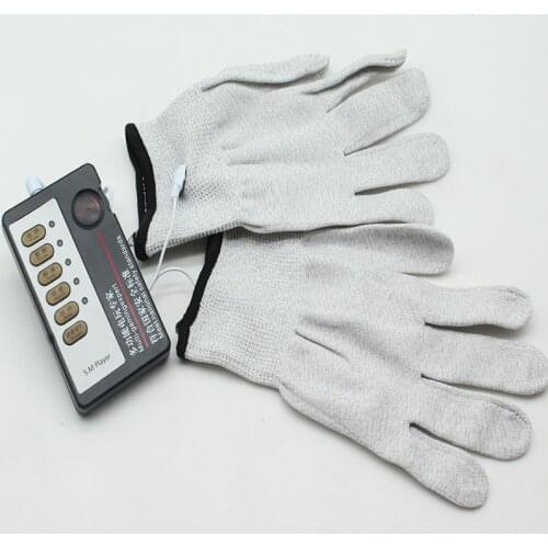 Electrical Shock Silver Fiber Therapy Electrode Gloves Electro Shock Gloves Electricity Conductive Gloves Sex Products With Wire