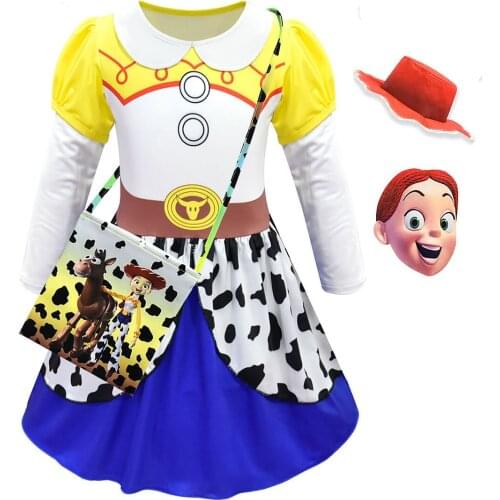 Girls Dresses TS4 Jessie Cosplay Halloween Costumes Long Sleeve Toddler Kids Birthday Vestidos Carnival Party Christmas Clothes