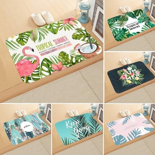 Doormat Cactus Flamingo Plant Anti-slip Absorb Water Bath Mat Bathroom Home Kitchen Bedroon Floor Mat Entrance 40*60cm DD-0091