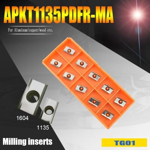 BAP300R aluminum Face milling cutter head inserts carbide APKT1135PDFR MA 90 degree R0.2 milling insert for alnuminum finishing