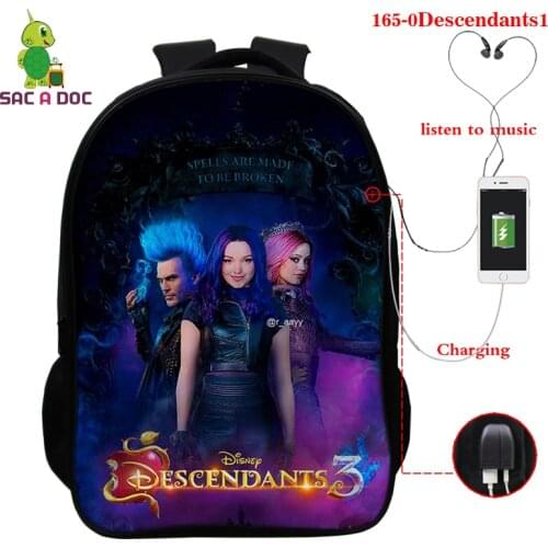 Men Backpack School Bag Descendants 3d Printing School Backpack for Teenagers Boys Girls Student Travel Book Bag Schoolbags