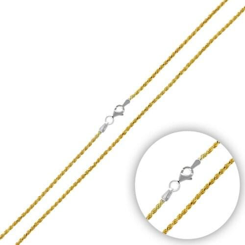 Silverlina Silver Gold Plated Rope Chain Necklace