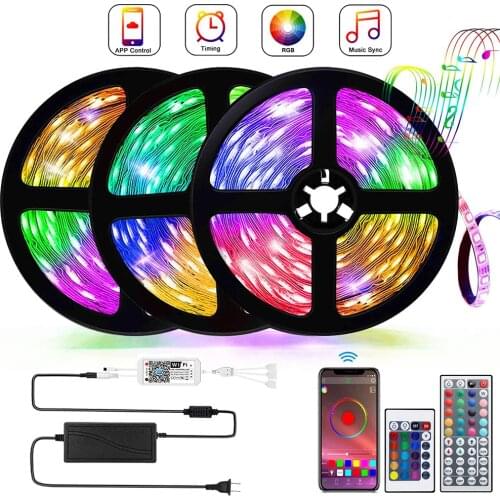 LED Strip Lights RGB 5050 Music Control Flexible Ribbon DC 12V DIY Wifi Tape Diode Bedroom Decoration luces Led Light TV Party
