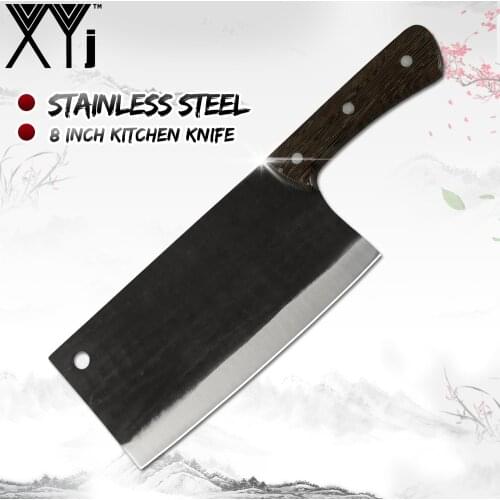 XYj Stainless Steel 8 Inch Handmade Forged Kithen Knfie Slaughtering Knife Meat Cleaver Anti-rust Kitchen Household Accessory