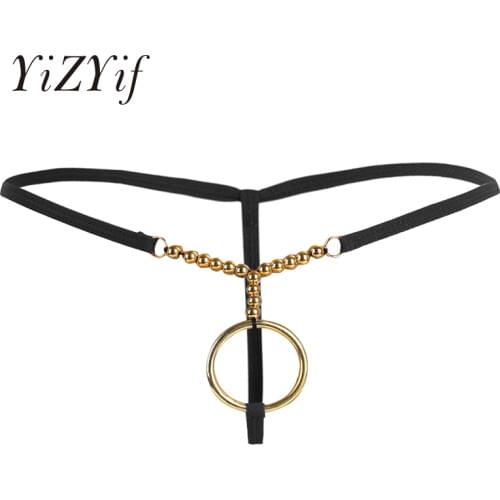 YiZYiF jockstrap men g strings thongs sexy Underwear Mens Lingerie O-rings and Beads G-string Bikini string homme thong men Sexy