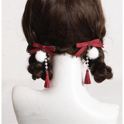 Lolita Tassel Bow Lolita Girl Hair Pin Girl Double Ponytail Hair Accessories B1690